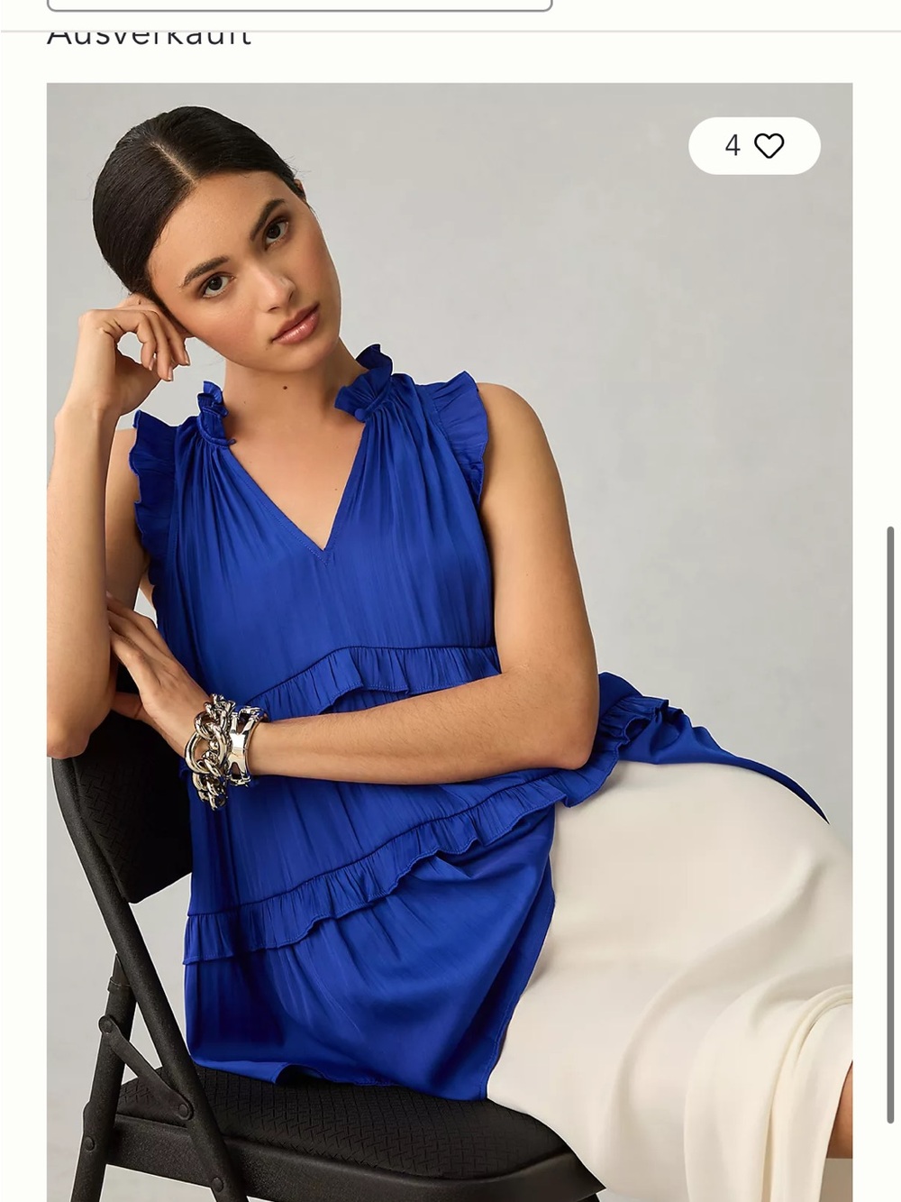 Anthropologie Royal Blue Ruffle Tiered Sleeveless Top size XL - Picture 3 of 4